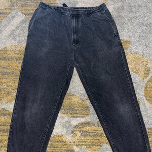 iets frans Washed Black Elastic Waist Cropped Denim Chino Pant - Size 32 - GUC